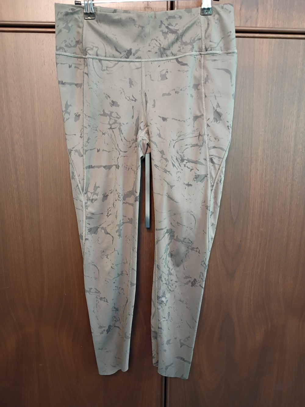 Athleta Olive Green Marble-Print Leggings